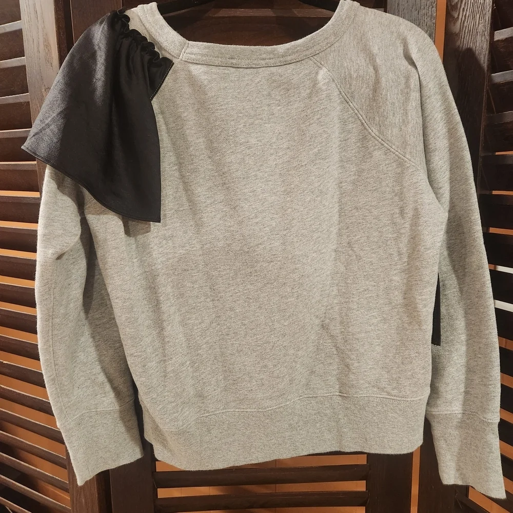 J. Crew Heather Gray Sweatshirt with Black Ruffle 2BB
